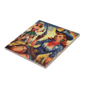 Retro Western Land Meisjes Tegeltje (Zijkant)