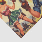 Retro Western Land Meisjes Tissuepapier (Detail)