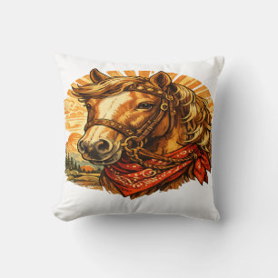 Retro Western Paard Bandana Worp Kussen