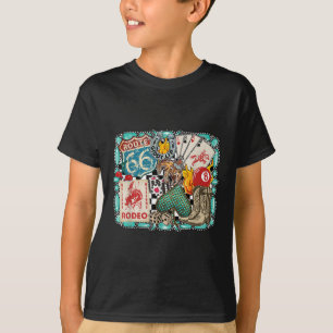 Retro Western Rodeo Cowboy Giddy Up Turquoise T-shirt