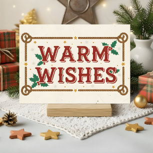 Retro Western Warme Wensen Kerstmis Feestdagen Kaart
