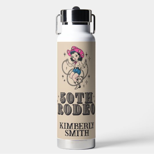Retro Westerne 50ste Rodeo Verjaardag Waterfles (Voorkant)