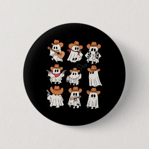 Retro Westerne Halloween Cowboy Ghost Collage Spoo Ronde Button 5,7 Cm