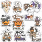 Retro Westerne Halloween Sticker Pack (Voorkant)