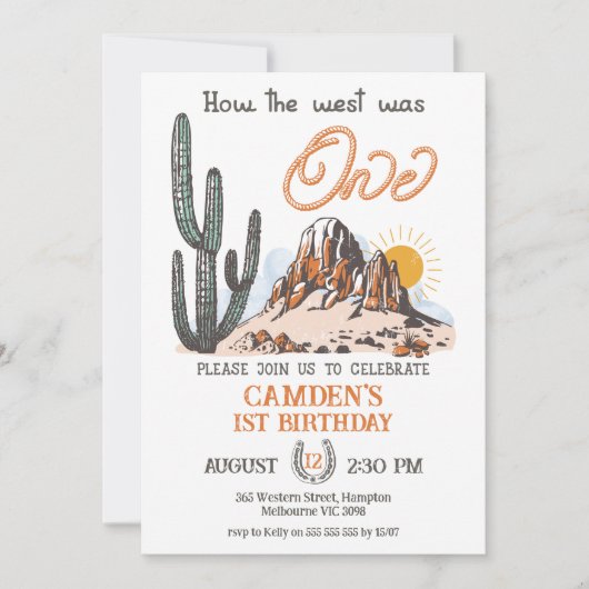 Retro Westerne hoe het Westen één 1e verjaardag wa Kaart (Voorkant)