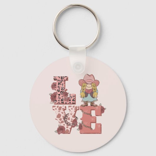 Retro Westerne Love Sleutelhanger (Voorkant)