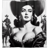 Retro Westerne Pin-up Douchegordijn (Voorkant)