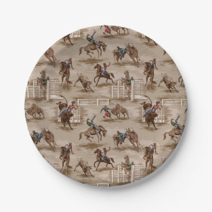 Retro Westerne Rodeo Cowboy-Borden Papieren Bordje