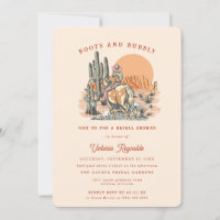 Retro Westerne woestijn | Bruidsdouche uitnodiging