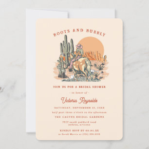 Retro Westerne woestijn   Bruidsdouche uitnodiging