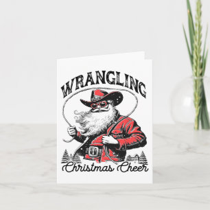 Retro Westerne Xmas Wrangling Christmas Cheer Sant Kaart