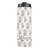 Retro Whimsical Boho Pattern Monogram Name Thermosbeker (Voorkant)