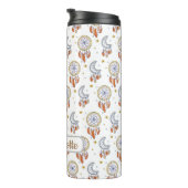 Retro Whimsical Boho Pattern Monogram Name Thermosbeker (Geroteerd rechts)