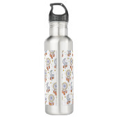 Retro Whimsical Boho Pattern Monogram Name Waterfles (Achterkant)