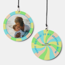 Retro Whimsical Happy Birthday Mom aangepaste foto