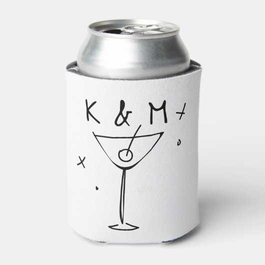 Retro Whimsical Martini Hand getekende aangepaste  Blikjeskoeler (Blikje Voorkant)