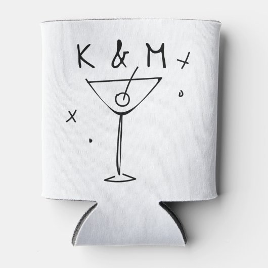 Retro Whimsical Martini Hand getekende aangepaste  Blikjeskoeler (Voorkant)