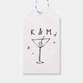 Retro Whimsical Martini Hand getekende aangepaste  Cadeaulabel (Voorkant)