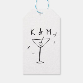 Retro Whimsical Martini Hand getekende aangepaste  Cadeaulabel