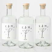 Retro Whimsical Martini Hand getekende aangepaste  Likeurfles Etiket (Flessen)