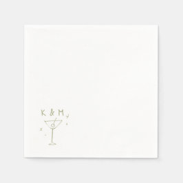 Retro Whimsical Martini Hand getekende aangepaste  Servet