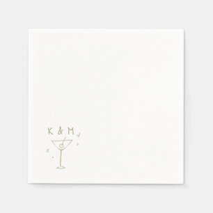 Retro Whimsical Martini Hand getekende aangepaste Servet