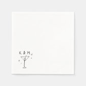 Retro Whimsical Martini Hand getekende aangepaste Servet (Voorkant)