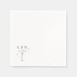 Retro Whimsical Martini Hand getekende aangepaste  Servet