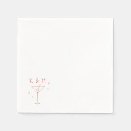 Retro Whimsical Martini Hand getekende aangepaste  Servet