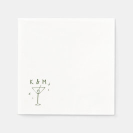 Retro Whimsical Martini Hand getekende aangepaste  Servet