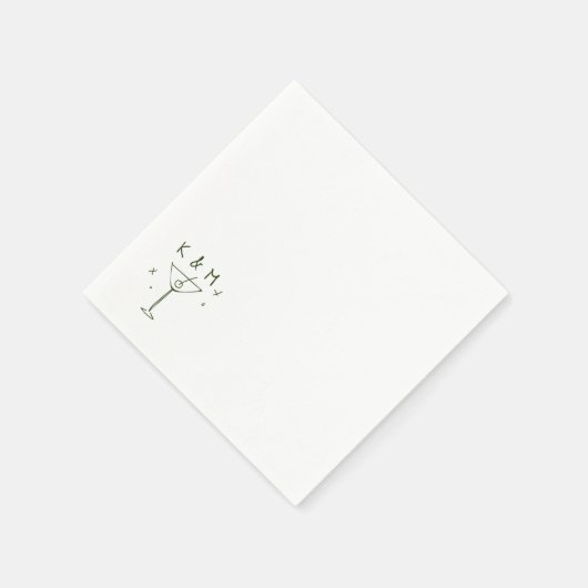 Retro Whimsical Martini Hand getekende aangepaste Servet (Hoek)