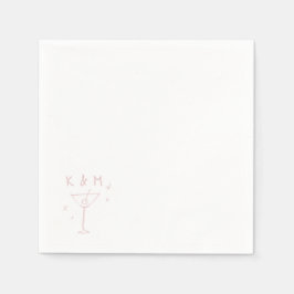 Retro Whimsical Martini Hand getekende aangepaste  Servet