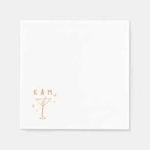 Retro Whimsical Martini Hand getekende aangepaste  Servet