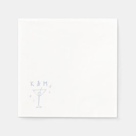 Retro Whimsical Martini Hand getekende aangepaste  Servet