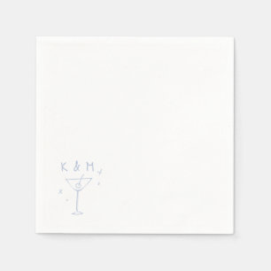Retro Whimsical Martini Hand getekende aangepaste  Servet