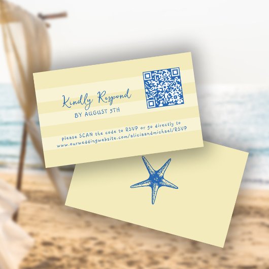 Retro whimsical summer beach QR code online RSVP Informatiekaartje