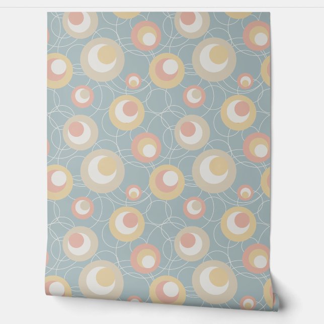 Retro Whimsy Pastel Leopard Spots en Cirkels Behang (Afrollen)