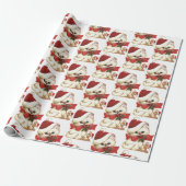 Retro White Cat and Mouse Wrapping Paper Cadeaupapier (Uitgerold)