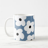 Retro White Flowers Koffiemok (Links)