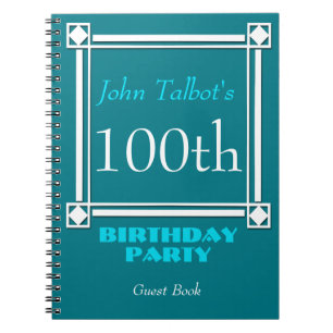 Retro White Frame 100th Birthday Guest Book Notitieboek