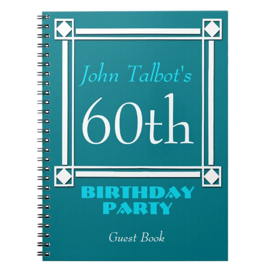Retro White Lijst 60th Birthday Guest Book Notitieboek (Voorkant)