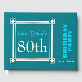 Retro White Lijst 80th Birthday Guest Book Gastenboek