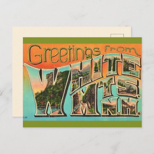Retro White Mountains Groet Briefkaart (Voorkant / Achterkant)