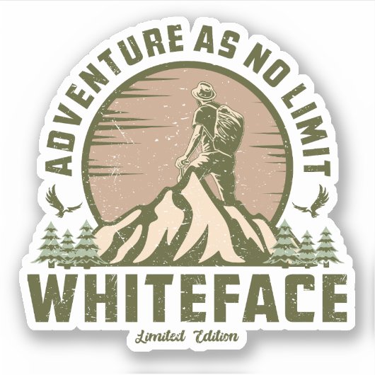 Retro Whiteface Mountain Hike Sticker (Voorkant)
