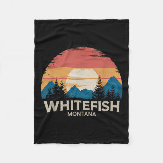 Retro Whitefish Montana Ski Lodge Winteravontuur Fleece Deken