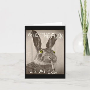 Retro Wie de F_ck is Alice Funny Rabbit Kaart