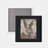 Retro Wie de FCK is Alice Funny Rabbit Magneet (Voorkant / Achterkant)