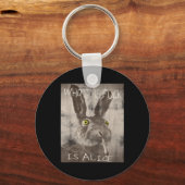 Retro Wie de FCK is Alice Funny Rabbit Sleutelhanger (Voorkant)