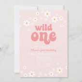 Retro wild één daisy boho floral first jarig kaart (Voorkant)