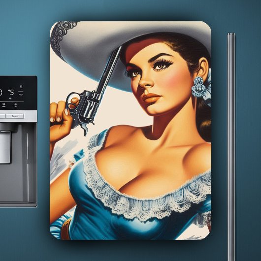 Retro Wild West Pin-up Magneet